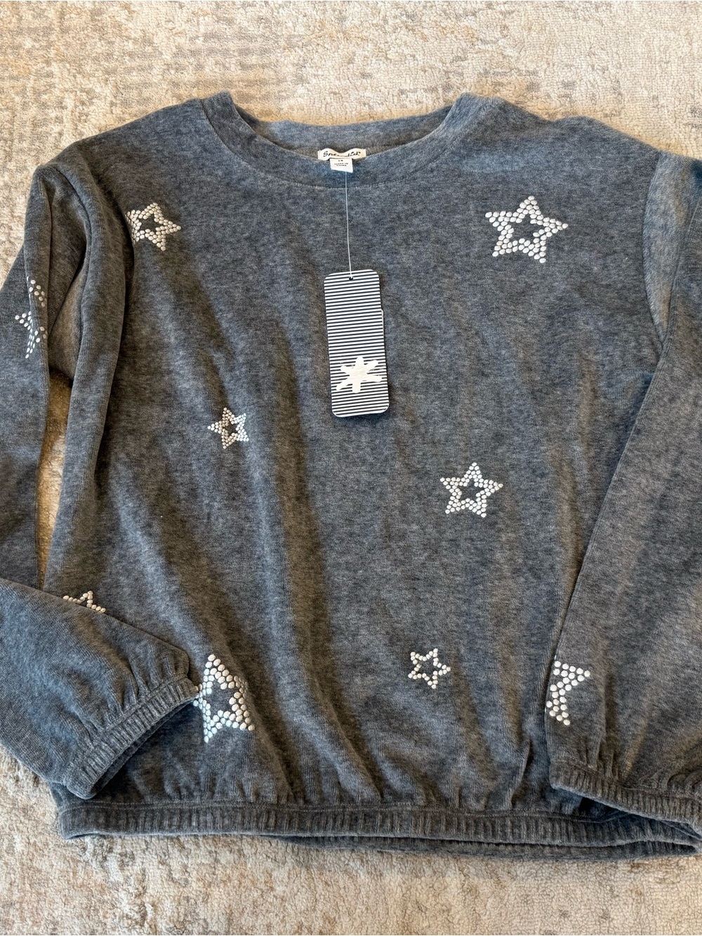 Splendid Gray Star Studded Girls Sweatshirt